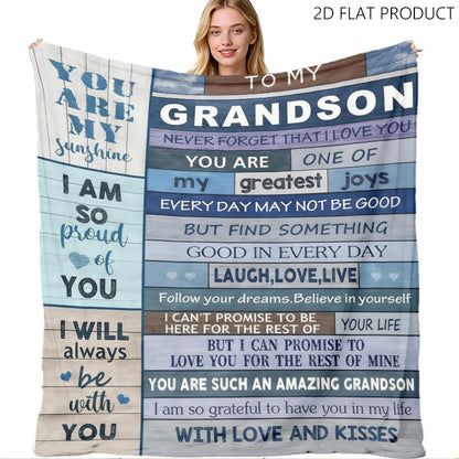 GiftoLuck “To My Grandson” Flannel Blanket – Soft, Warm & Heartfelt Gift for Grandson