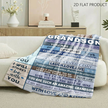 GiftoLuck “To My Grandson” Flannel Blanket – Soft, Warm & Heartfelt Gift for Grandson
