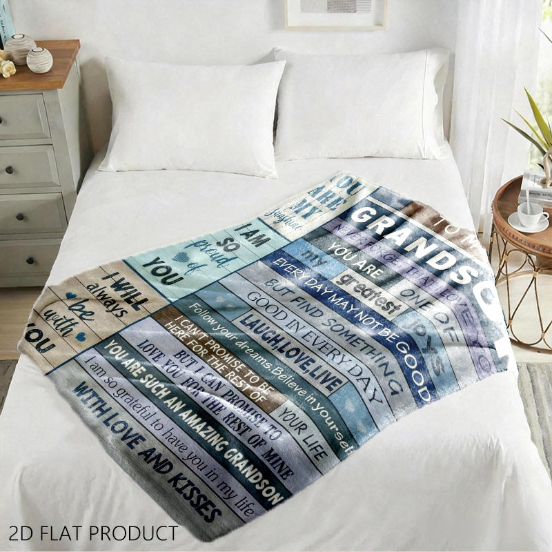 GiftoLuck “To My Grandson” Flannel Blanket – Soft, Warm & Heartfelt Gift for Grandson