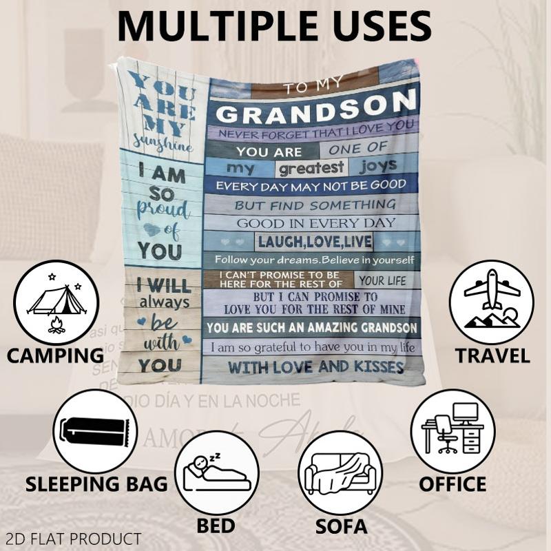 GiftoLuck “To My Grandson” Flannel Blanket – Soft, Warm & Heartfelt Gift for Grandson