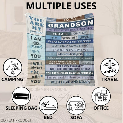 GiftoLuck “To My Grandson” Flannel Blanket – Soft, Warm & Heartfelt Gift for Grandson