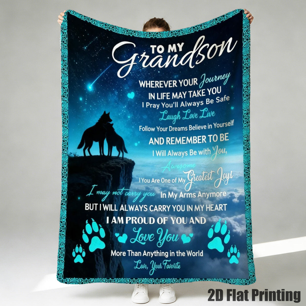 GiftoLuck “To My Grandson” Flannel Blanket – Soft, Warm & Heartfelt Gift for Grandson