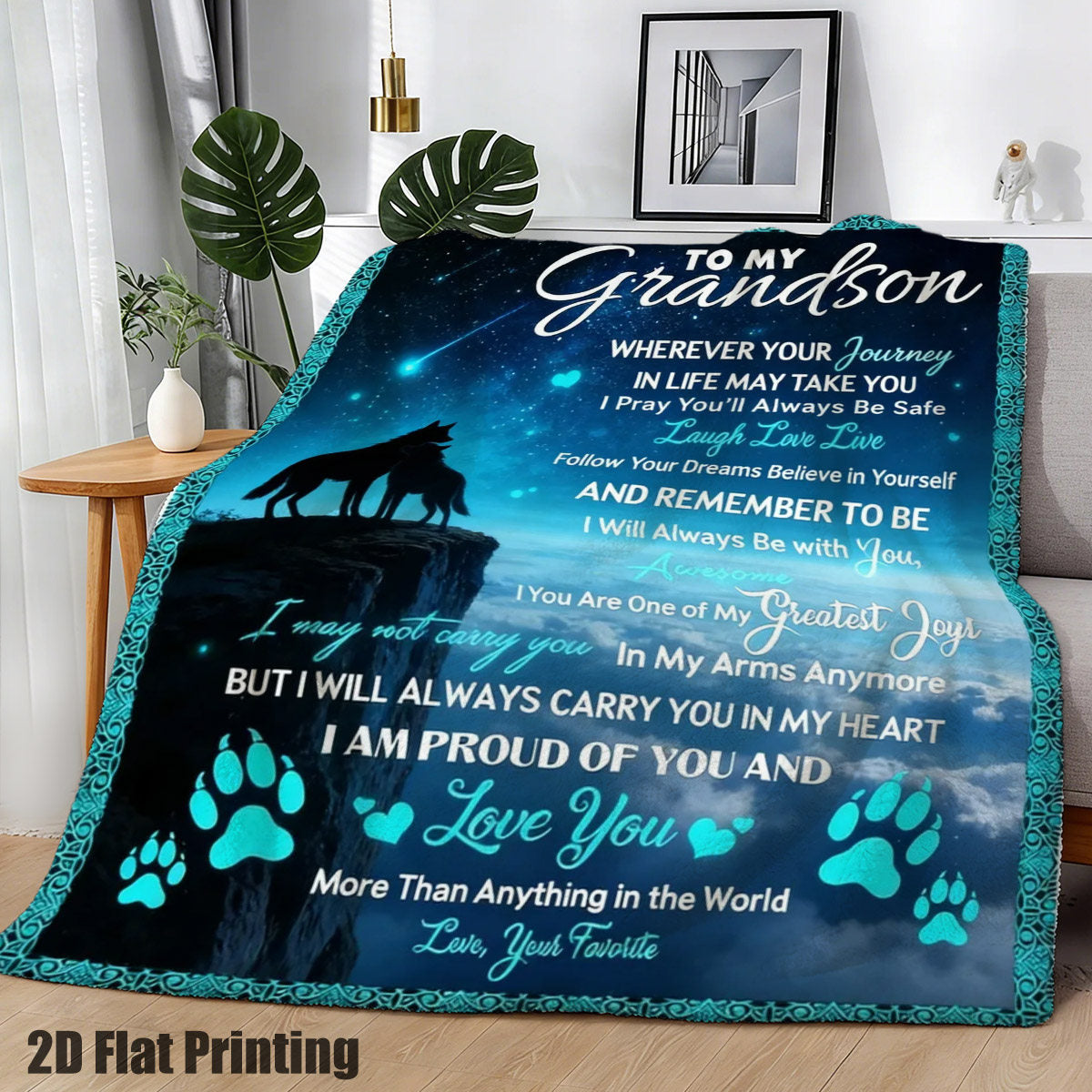 GiftoLuck “To My Grandson” Flannel Blanket – Soft, Warm & Heartfelt Gift for Grandson