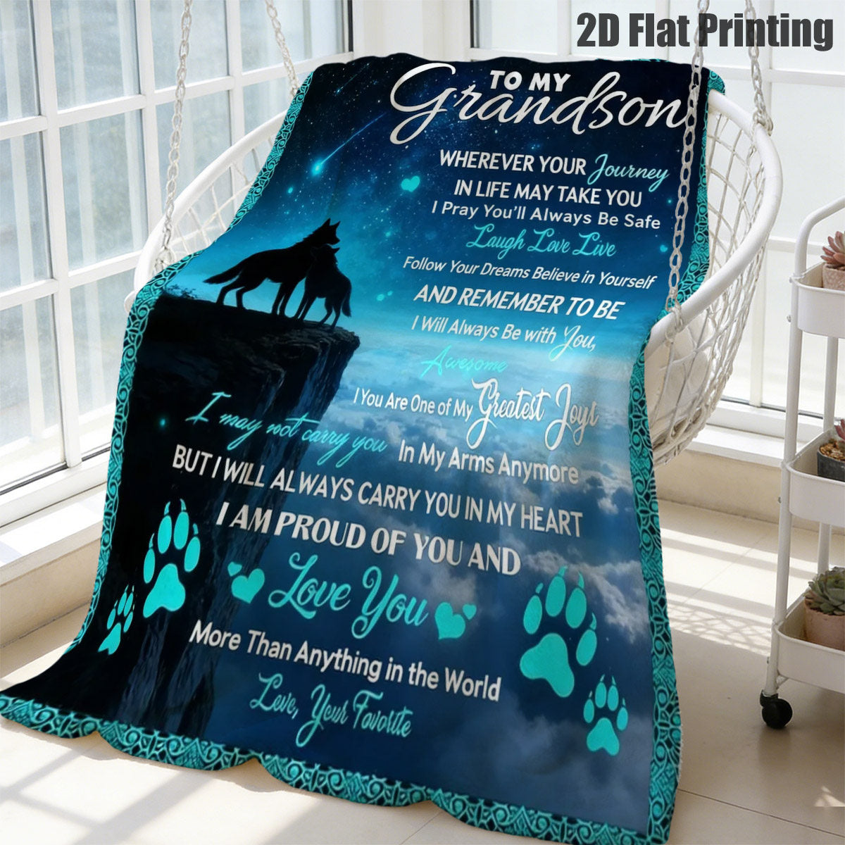 GiftoLuck “To My Grandson” Flannel Blanket – Soft, Warm & Heartfelt Gift for Grandson