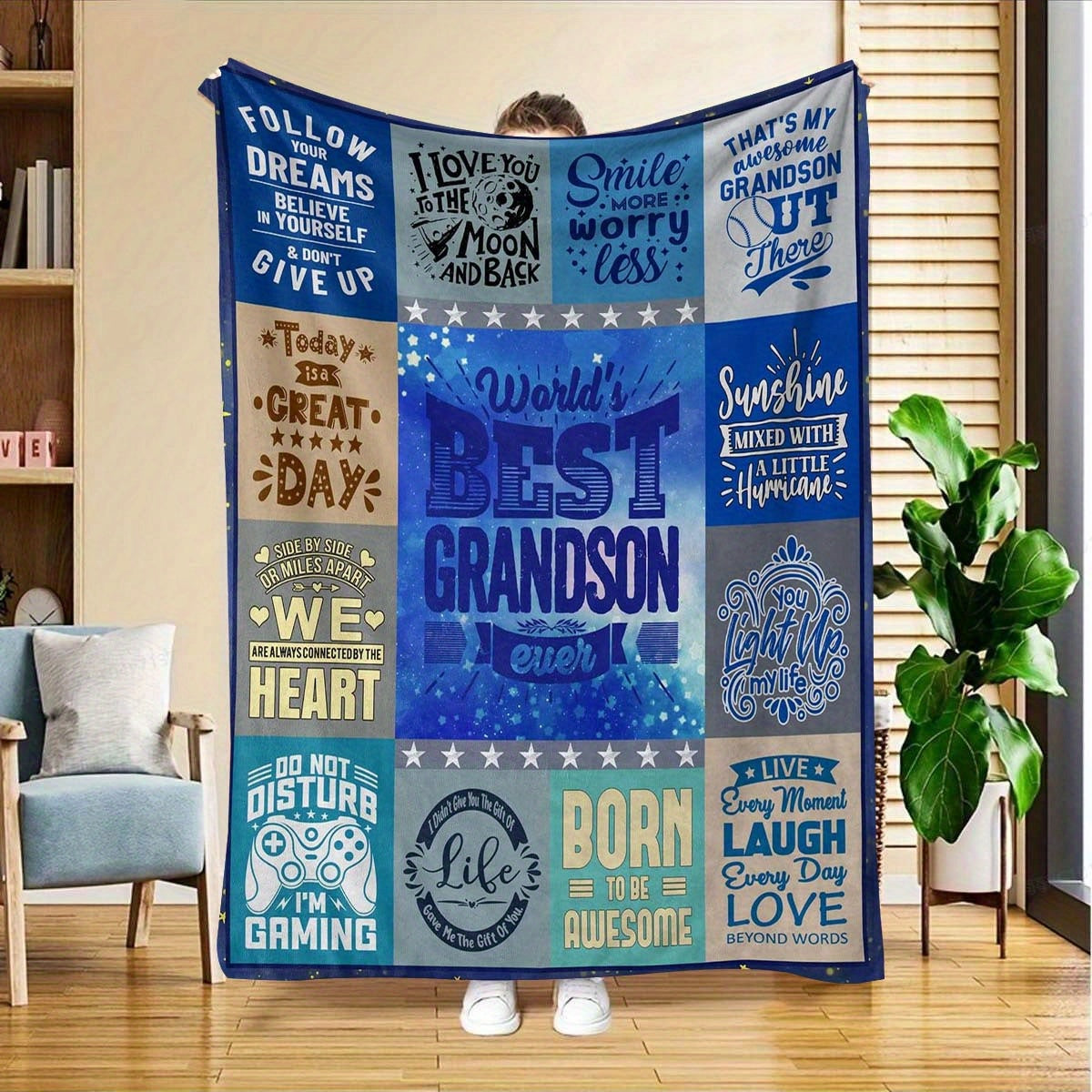 GiftoLuck “To My Grandson” Flannel Blanket – Soft, Warm & Heartfelt Gift for Grandson