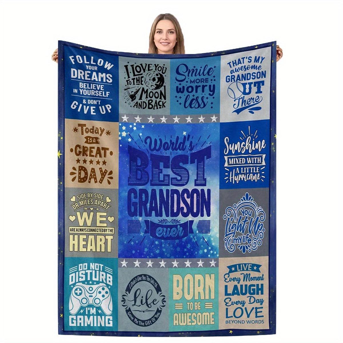 GiftoLuck “To My Grandson” Flannel Blanket – Soft, Warm & Heartfelt Gift for Grandson