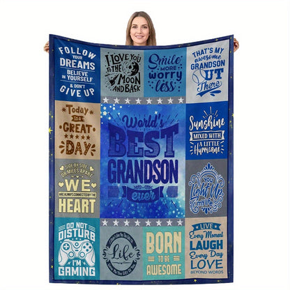 GiftoLuck “To My Grandson” Flannel Blanket – Soft, Warm & Heartfelt Gift for Grandson
