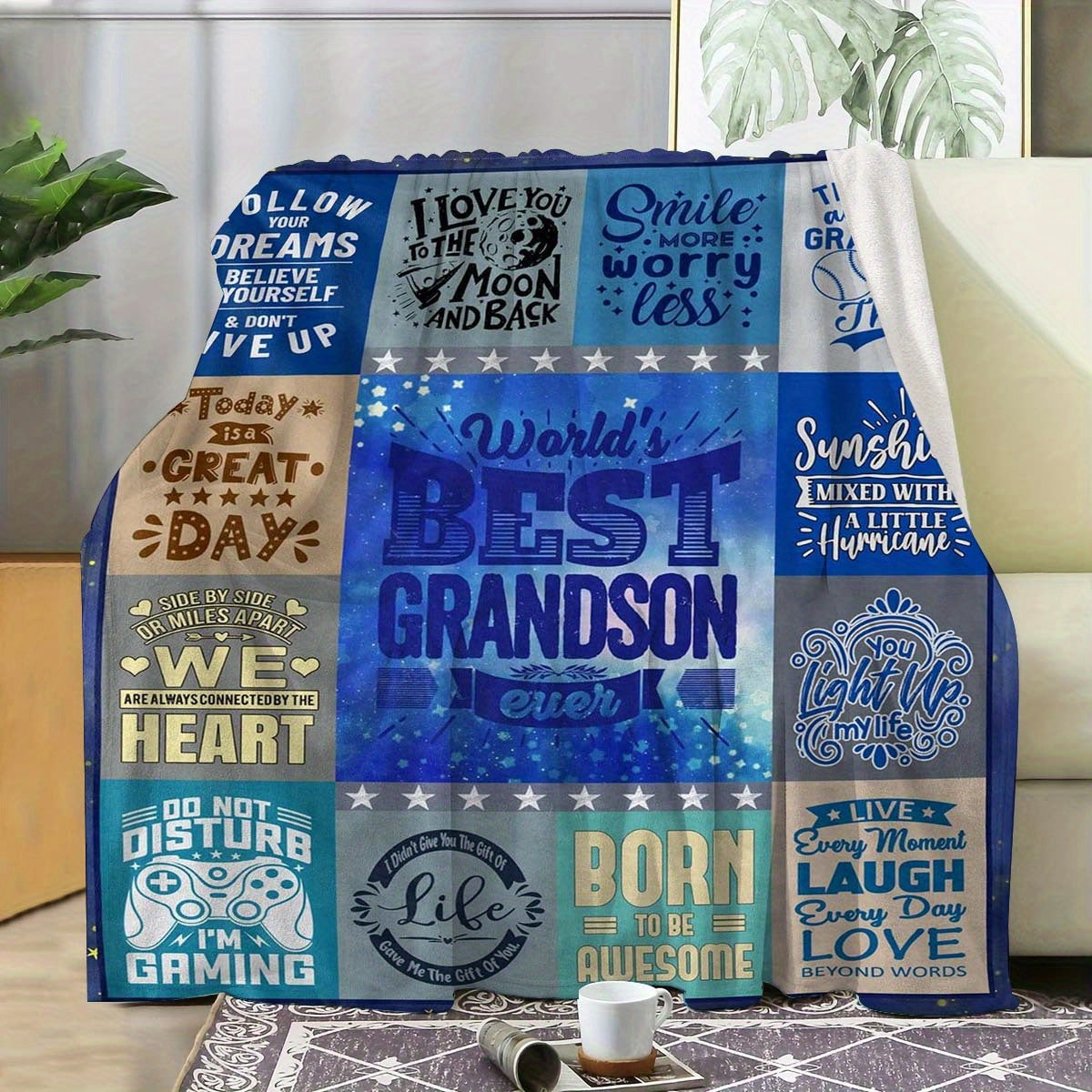 GiftoLuck “To My Grandson” Flannel Blanket – Soft, Warm & Heartfelt Gift for Grandson