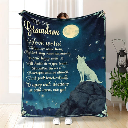 GiftoLuck “To My Grandson” Flannel Blanket – Soft, Warm & Heartfelt Gift for Grandson