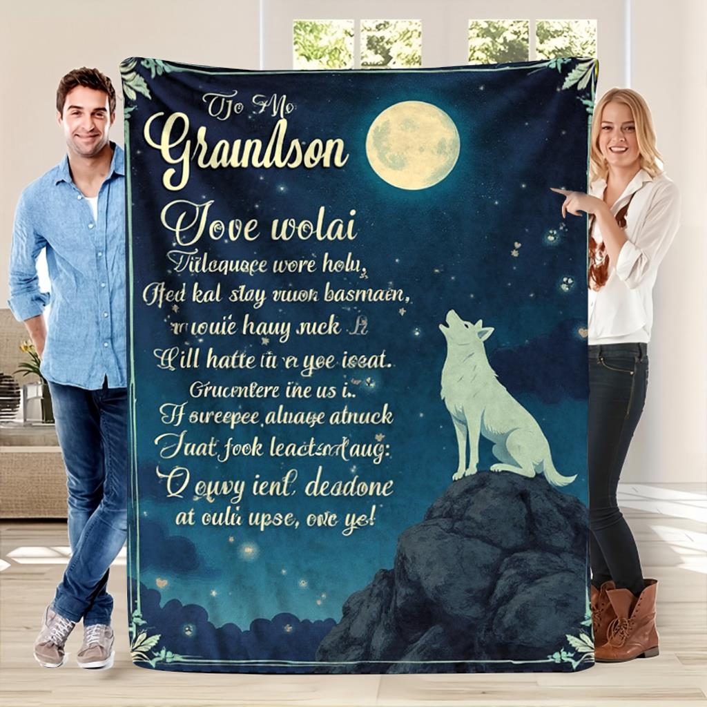 GiftoLuck “To My Grandson” Flannel Blanket – Soft, Warm & Heartfelt Gift for Grandson