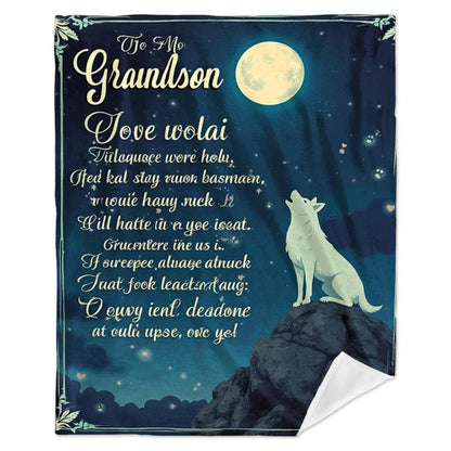 GiftoLuck “To My Grandson” Flannel Blanket – Soft, Warm & Heartfelt Gift for Grandson
