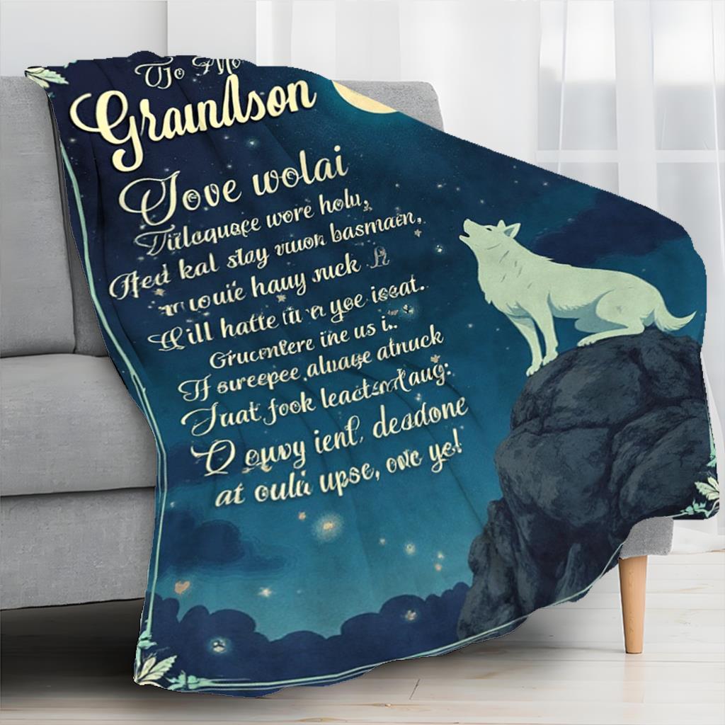 GiftoLuck “To My Grandson” Flannel Blanket – Soft, Warm & Heartfelt Gift for Grandson