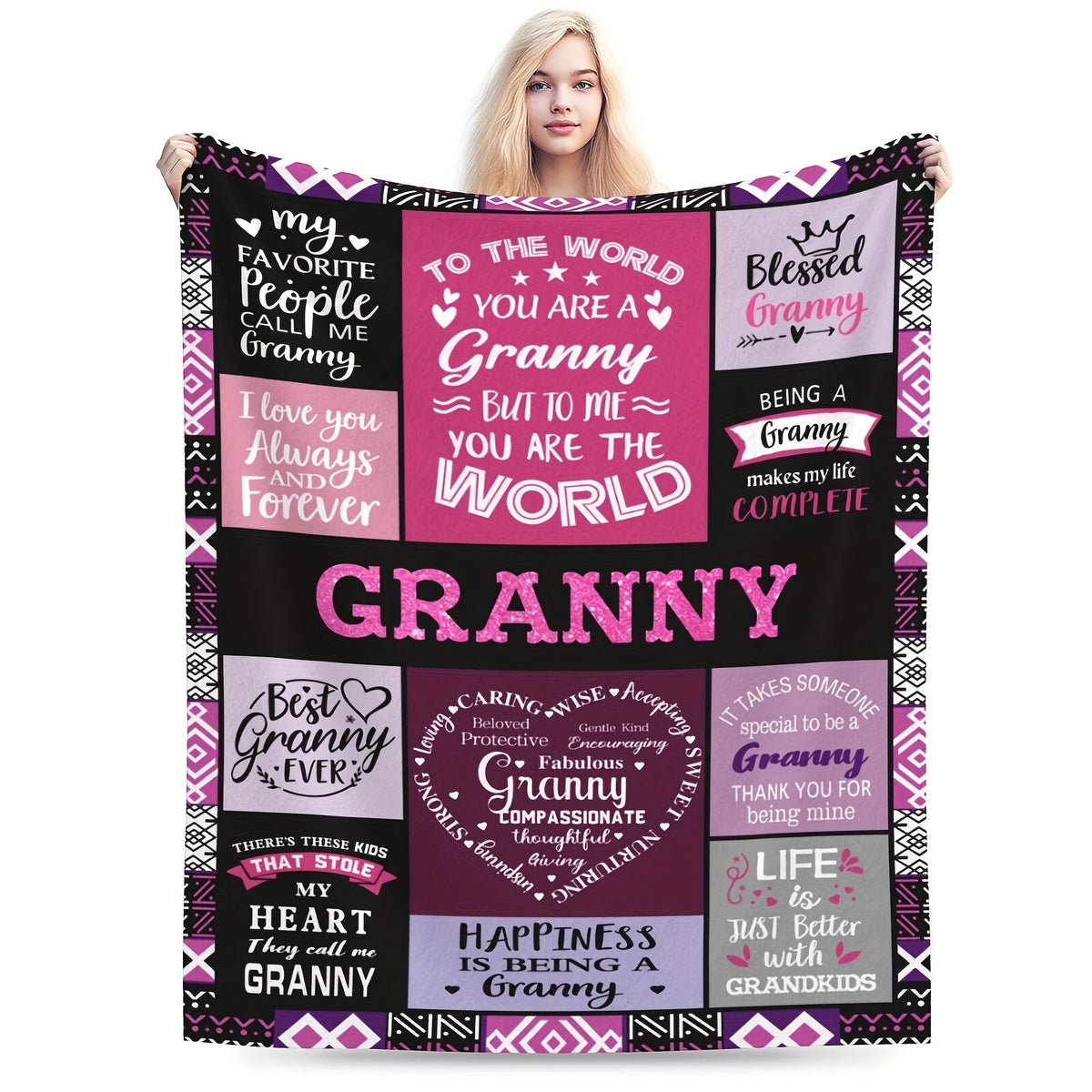 Aonana “To My Granny” The Best Grandmother Flannel Blanket