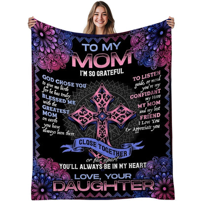 Aonana “To My Mom” Cross Flannel Blanket