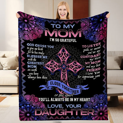 Aonana “To My Mom” Cross Flannel Blanket