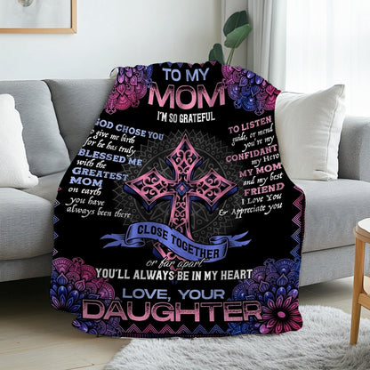 Aonana “To My Mom” Cross Flannel Blanket