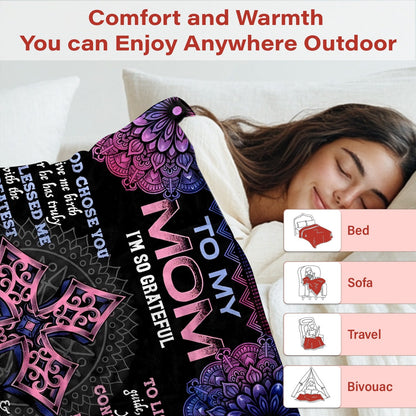Aonana “To My Mom” Cross Flannel Blanket