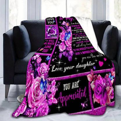 Aonana “To My Mom” Flowers Flannel Blanket