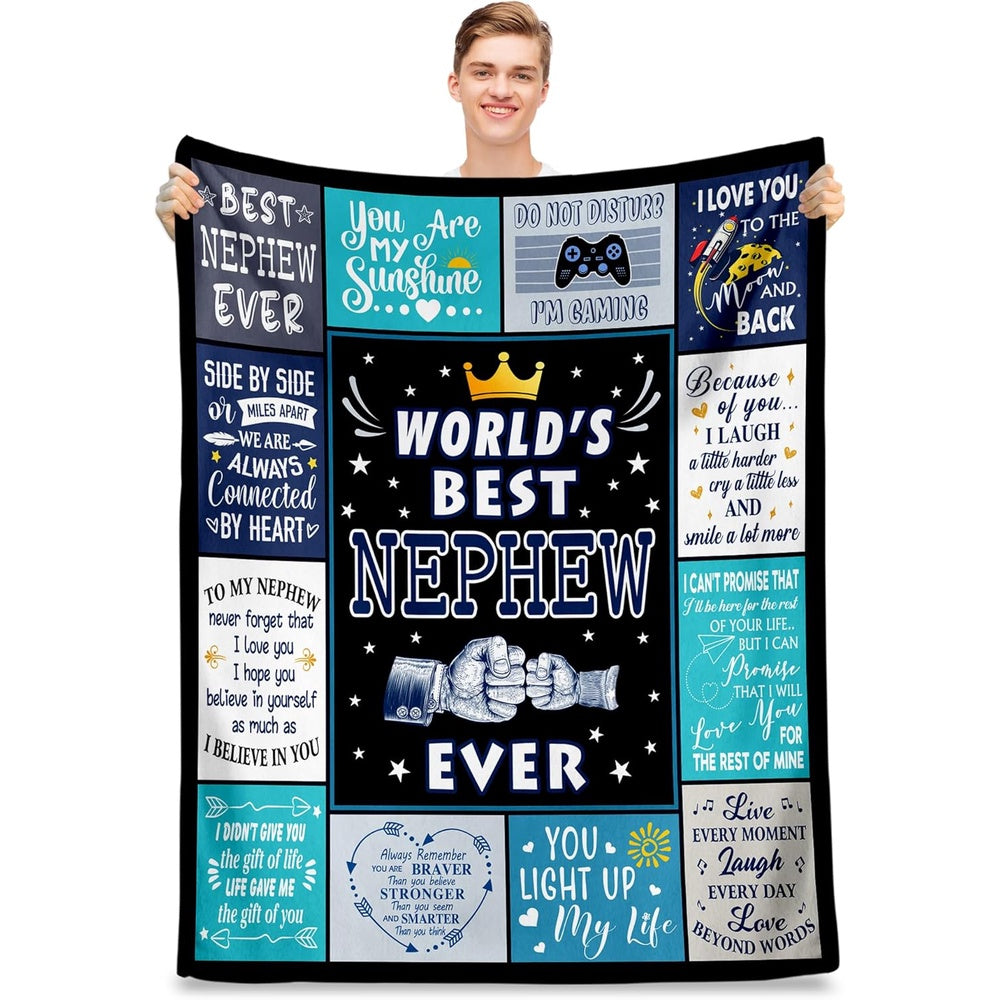 GiftoLuck “To My Nephew” World's Best Nephew Flannel Blanket