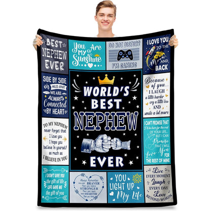 GiftoLuck “To My Nephew” World's Best Nephew Flannel Blanket