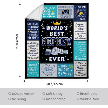GiftoLuck “To My Nephew” World's Best Nephew Flannel Blanket