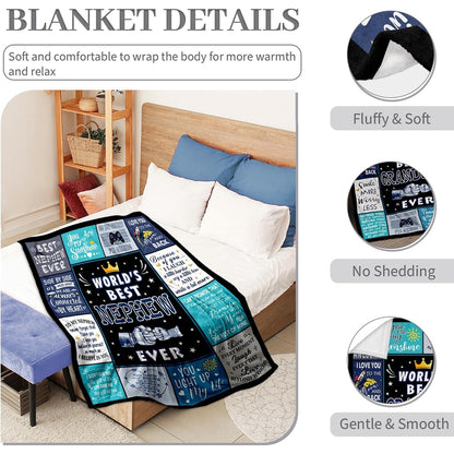 GiftoLuck “To My Nephew” World's Best Nephew Flannel Blanket