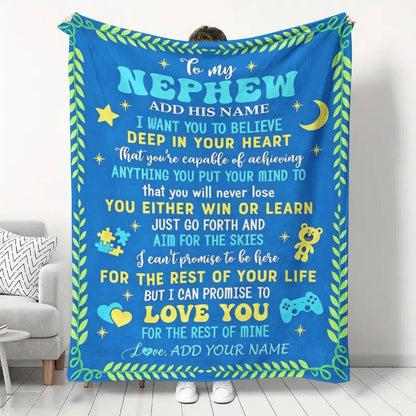 GiftoLuck “To My Nephew” World's Best Nephew Flannel Blanket