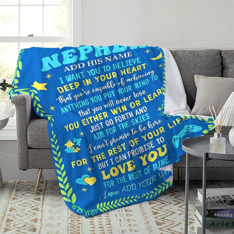 GiftoLuck “To My Nephew” World's Best Nephew Flannel Blanket