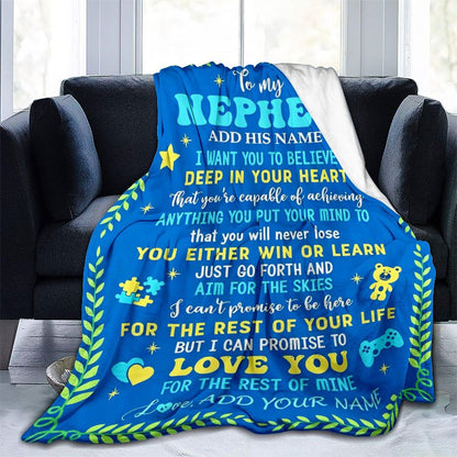 GiftoLuck “To My Nephew” World's Best Nephew Flannel Blanket
