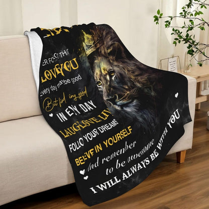 Aonana “To My Nephew” King Lion Flannel Throw Blanket