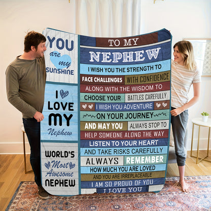 GiftoLuck “To My Nephew” World's Best Nephew Flannel Blanket