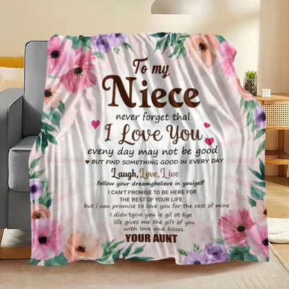 GiftoLuck “To My Niece” Inspirational Flannel Blanket