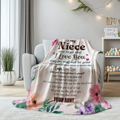 GiftoLuck “To My Niece” Inspirational Flannel Blanket