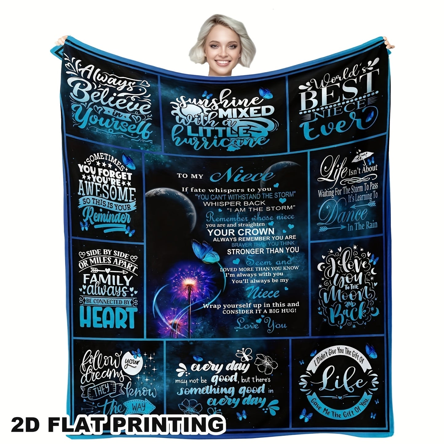 GiftoLuck “To My Niece” Inspirational Flannel Blanket