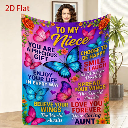 GiftoLuck “To My Niece” Inspirational Flannel Blanket