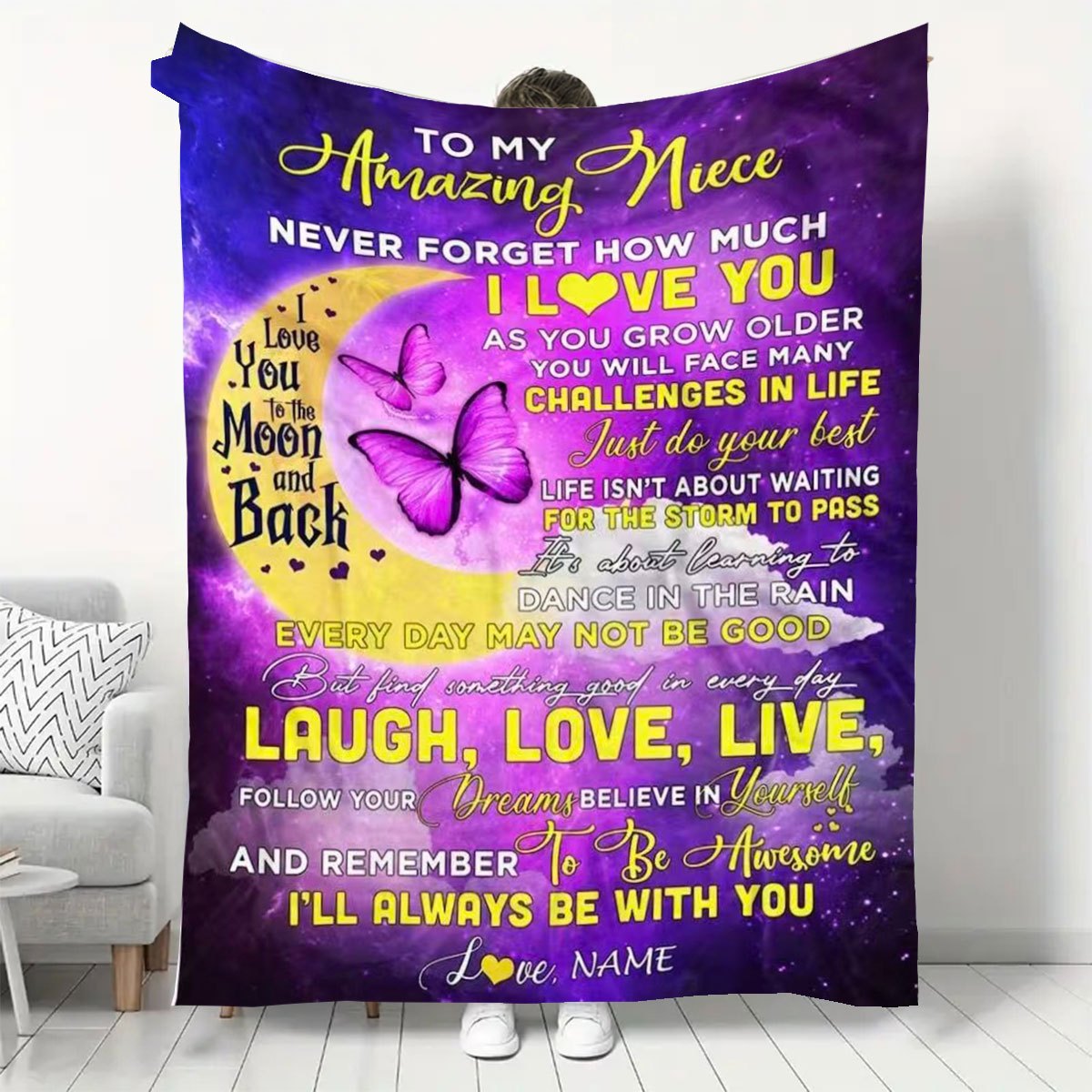 GiftoLuck “To My Niece” Inspirational Flannel Blanket