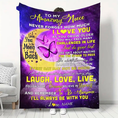 GiftoLuck “To My Niece” Inspirational Flannel Blanket