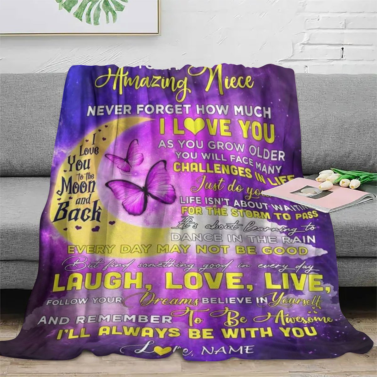 GiftoLuck “To My Niece” Inspirational Flannel Blanket