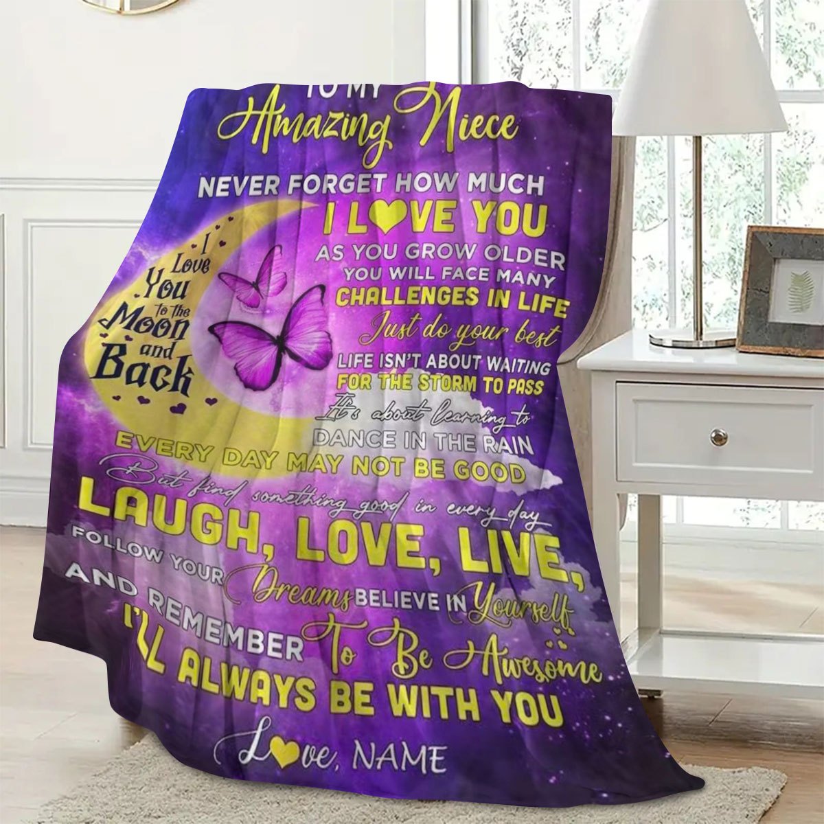 GiftoLuck “To My Niece” Inspirational Flannel Blanket