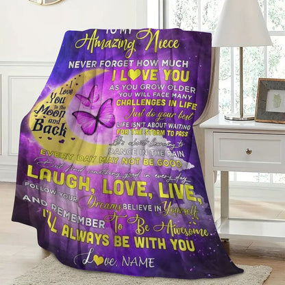 GiftoLuck “To My Niece” Inspirational Flannel Blanket