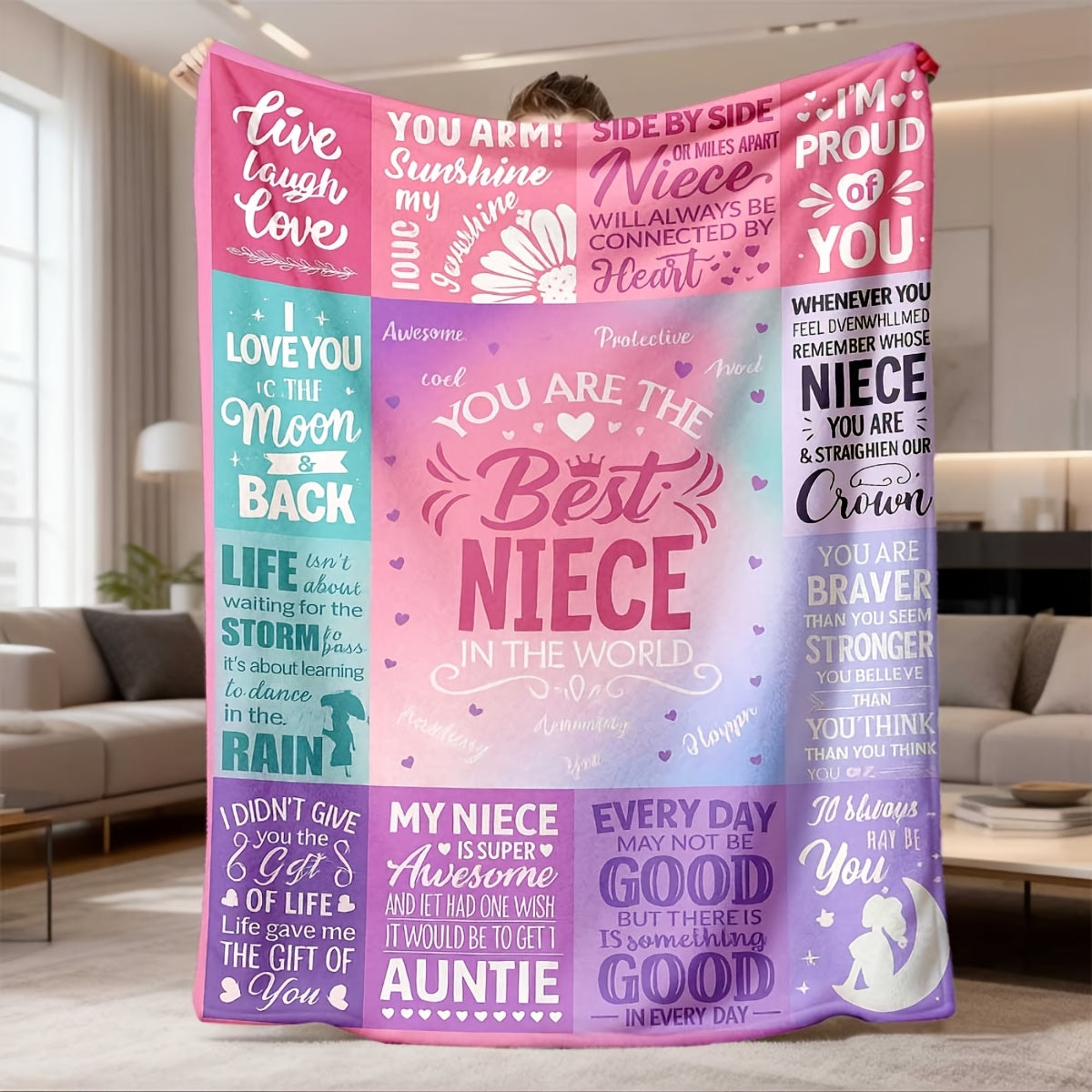 GiftoLuck “To My Niece” Inspirational Flannel Blanket