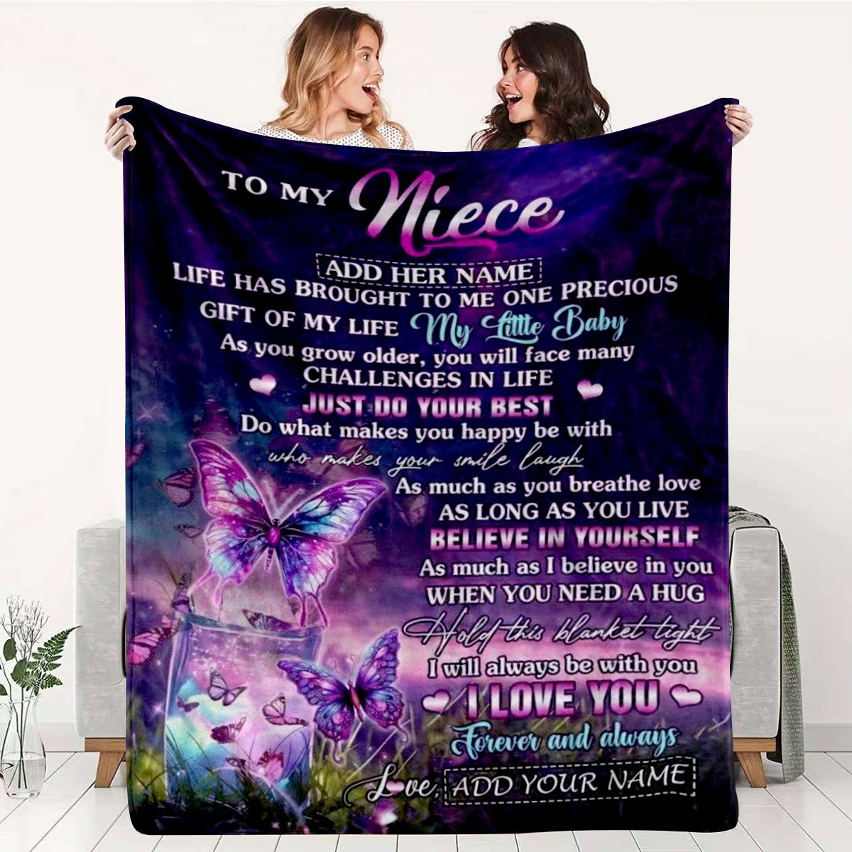 GiftoLuck “To My Niece” Inspirational Flannel Blanket