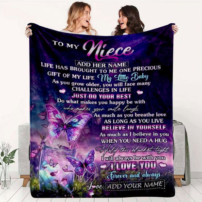 GiftoLuck “To My Niece” Inspirational Flannel Blanket