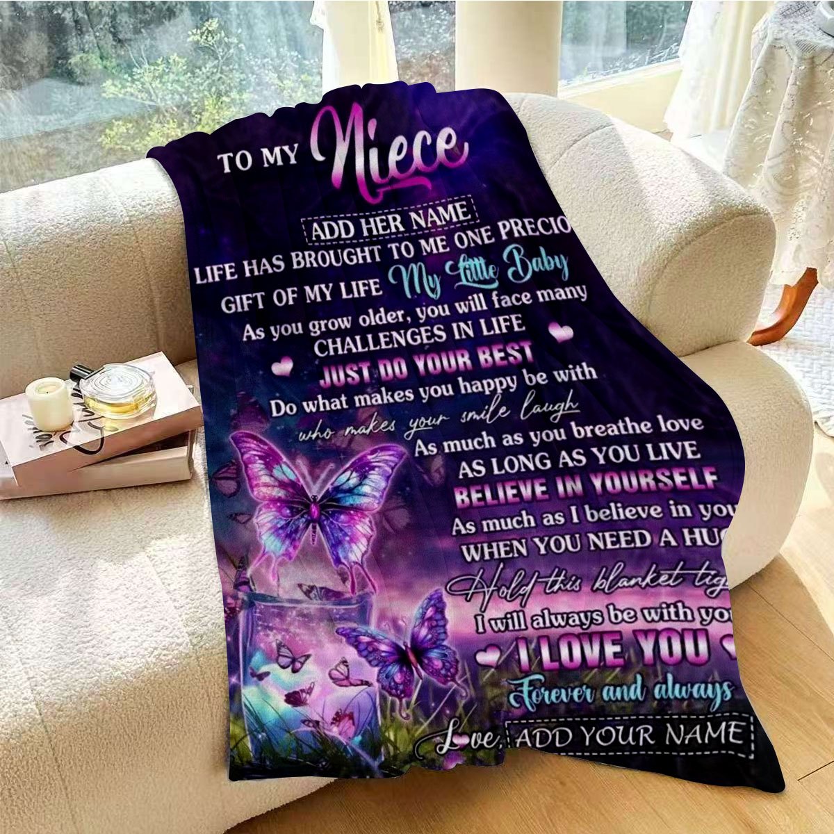 GiftoLuck “To My Niece” Inspirational Flannel Blanket