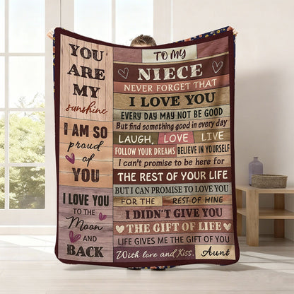 GiftoLuck “To My Niece” Inspirational Flannel Blanket