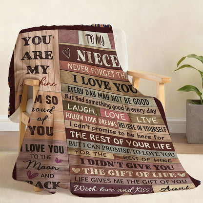 GiftoLuck “To My Niece” Inspirational Flannel Blanket