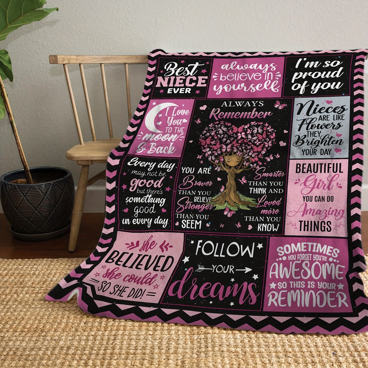GiftoLuck “To My Niece” Inspirational Flannel Blanket