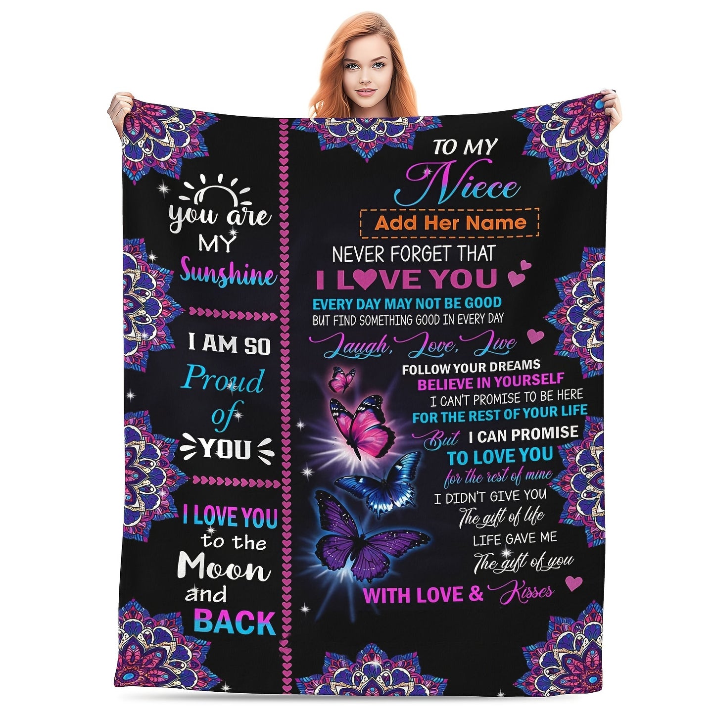 GiftoLuck “To My Niece” Inspirational Flannel Blanket