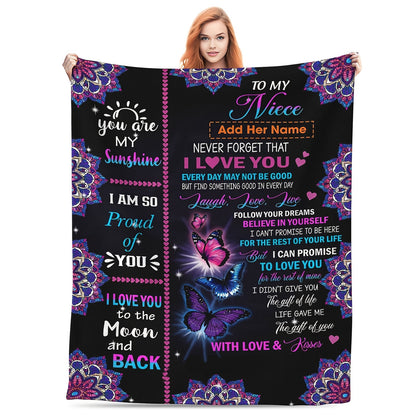 GiftoLuck “To My Niece” Inspirational Flannel Blanket