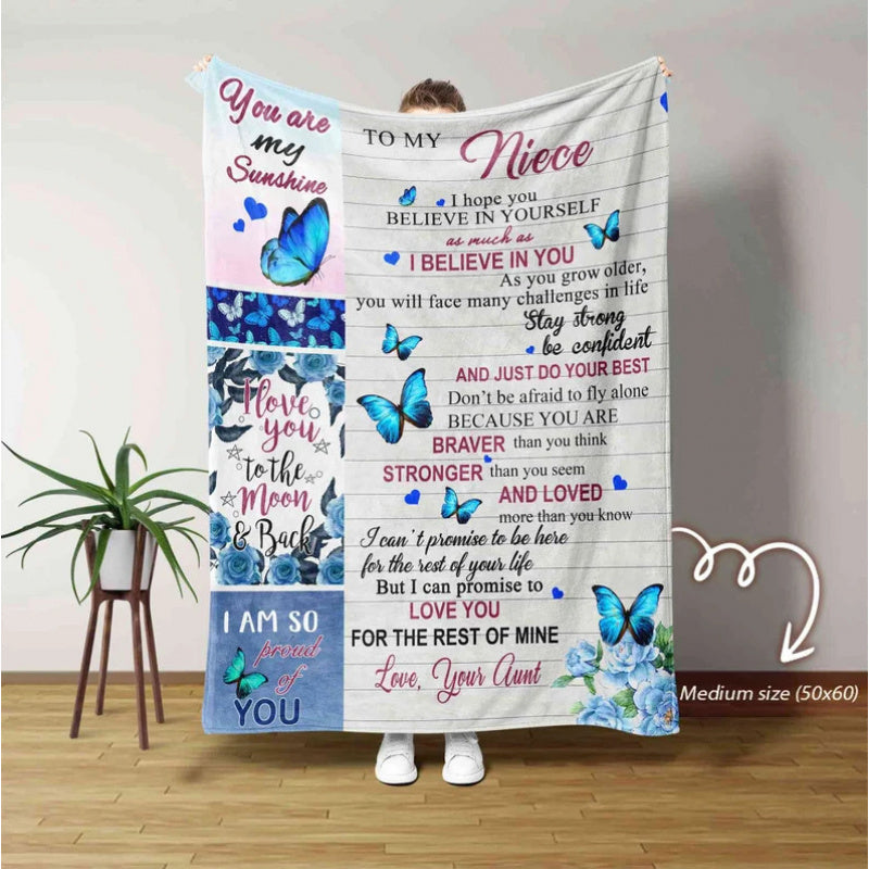 GiftoLuck “To My Niece” Inspirational Flannel Blanket
